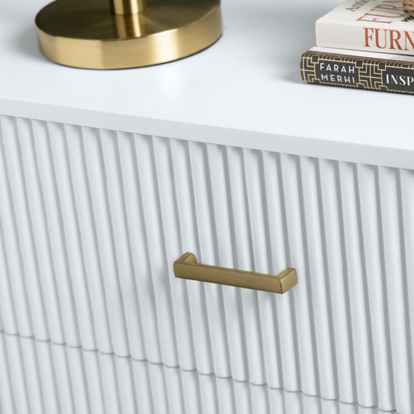 Crestview Collection White Fluted Oval Chest - Matte White Storage Solution With Brass Accents For Stylish Organization White Solid Wood Cvfdr1302