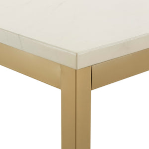 Homelegance By Top-Line Aristos Faux Marble Top and Metal Base Dining Table Gold Marble