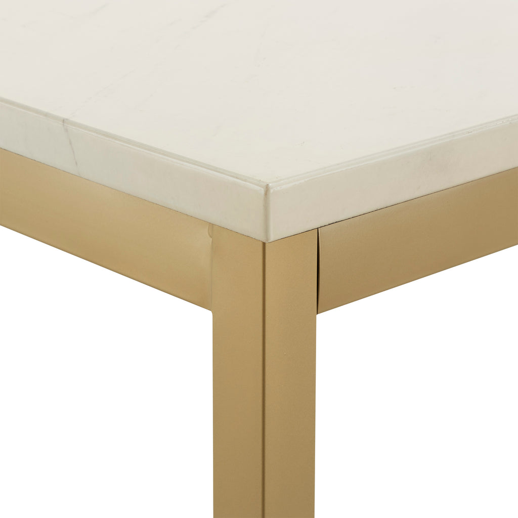 Homelegance By Top-Line Aristos Faux Marble Top and Metal Base Dining Table Gold Marble