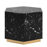 Homelegance By Top-Line Blaise Faux Marble Coffee Table with Casters Black Marble