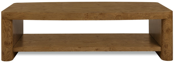 Hooker Furniture Melange Mulholland Oak Coffee Table with Open Shelf and Bronze Accents for Living Rooms 32.00L x 60.00W x 17.00H 628-80610-82