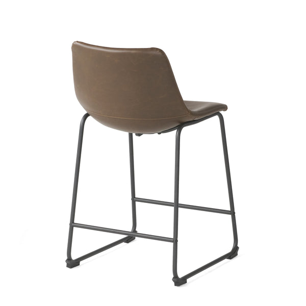 English Elm Christopher Knight Home® - Vintage Brown 24-Inch Counter Stool Set of 2 — Upholstered Wide Seat, Iron Frame, Sled Legs, Floor-Safe Pads 58938.00