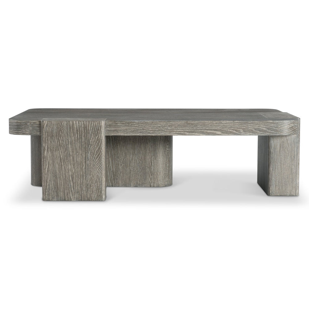 Bernhardt Bernhardt Monolith Open Base Cocktail Table — Wire-Brushed White Oak Puma Finish, Asymmetrical Sculptural Design 343013