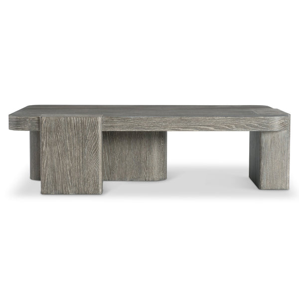 Bernhardt Bernhardt Monolith Open Base Cocktail Table — Wire-Brushed White Oak Puma Finish, Asymmetrical Sculptural Design 343013