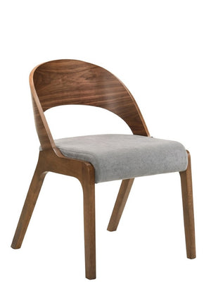 VIG Furniture Runyon Walnut & Grey Fabric Dining Chairs Set Of 2 — Modern Cutout Back, Upholstered Foam Seats, Sturdy Rubberwood Legs VGMAMI-836-GRY