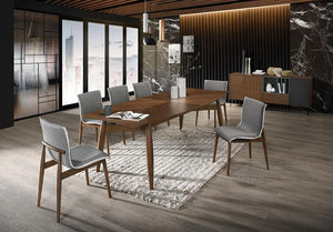 VIG Furniture Ackley Mid‑Century Patchwork Walnut Dining Table — Seats 8, Solid Wood Base, Durable Everyday Style VGMAMIT-8117