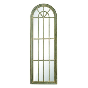 Atlas Arched Windowpane Wall Mirror - Aged Gray Wood Frame for Farmhouse & Modern Decor, 71" Tall MI11007-01