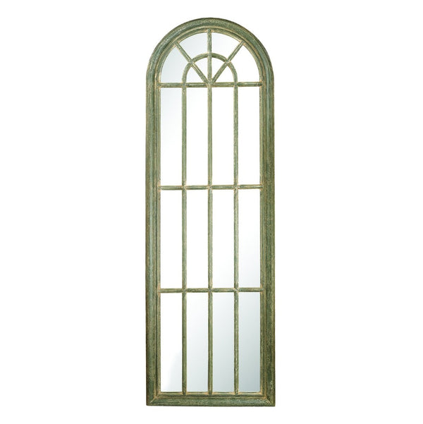 Atlas Arched Windowpane Wall Mirror - Aged Gray Wood Frame for Farmhouse & Modern Decor, 71" Tall MI11007-01