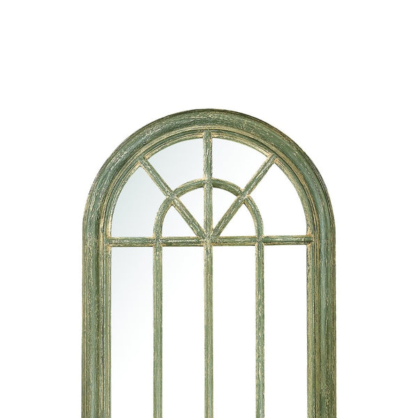Atlas Arched Windowpane Wall Mirror - Aged Gray Wood Frame for Farmhouse & Modern Decor, 71" Tall MI11007-01