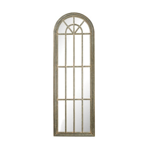 Atlas Arched Windowpane Wall Mirror - Aged Gray Wood Frame for Farmhouse & Modern Decor, 71" Tall MI11007-01
