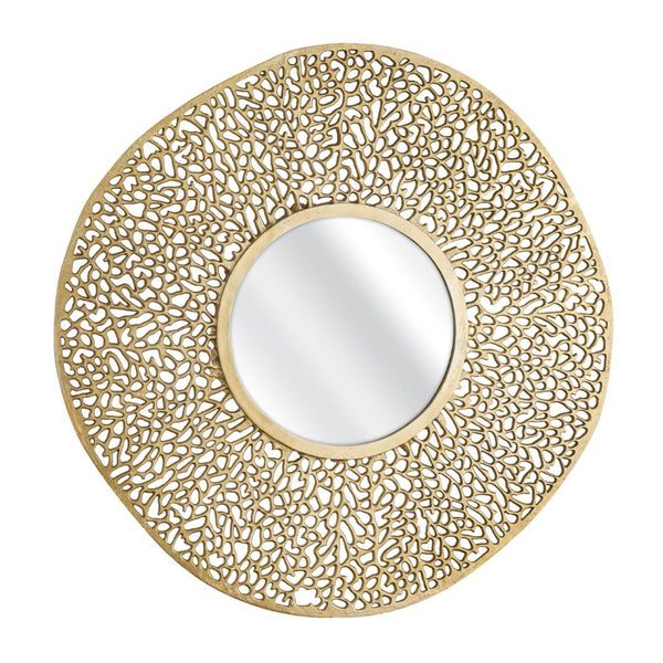 Atlas Azoni Wall Mirror - Modern Elegance with Textured Frame for Brightening Your Living Space Decor Soft Gold MI11011-01