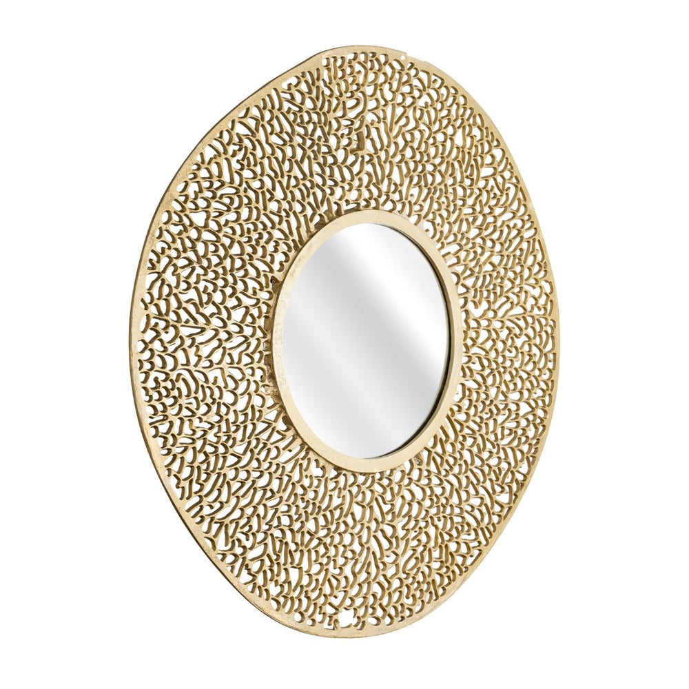 Atlas Azoni Wall Mirror - Modern Elegance with Textured Frame for Brightening Your Living Space Decor Soft Gold MI11011-01