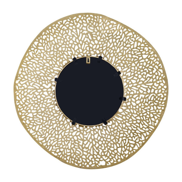 Atlas Azoni Wall Mirror - Modern Elegance with Textured Frame for Brightening Your Living Space Decor Soft Gold MI11011-01