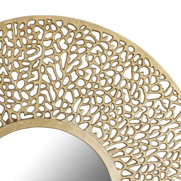 Atlas Azoni Wall Mirror - Modern Elegance with Textured Frame for Brightening Your Living Space Decor Soft Gold MI11011-01