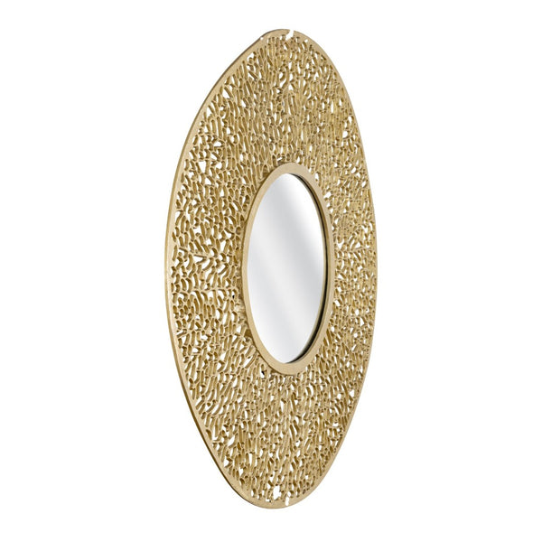 Atlas Azoni Wall Mirror - Modern Elegance with Textured Frame for Brightening Your Living Space Decor Soft Gold MI11011-01
