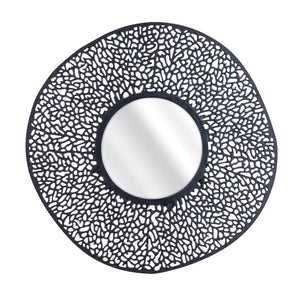 Atlas Azoni Wall Mirror - Modern Elegance with Textured Frame for Brightening Your Living Space Decor Matte Black MI11011-02