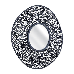Atlas Azoni Wall Mirror - Modern Elegance with Textured Frame for Brightening Your Living Space Decor Matte Black MI11011-02