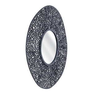 Atlas Azoni Wall Mirror - Modern Elegance with Textured Frame for Brightening Your Living Space Decor Matte Black MI11011-02