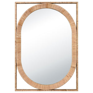 Atlas Baarlo Mirror - Elegant Oval Design with Natural Rattan Frame for Bohemian & Coastal Spaces MI11012-01