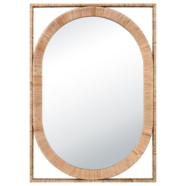 Atlas Baarlo Mirror - Elegant Oval Design with Natural Rattan Frame for Bohemian & Coastal Spaces MI11012-01