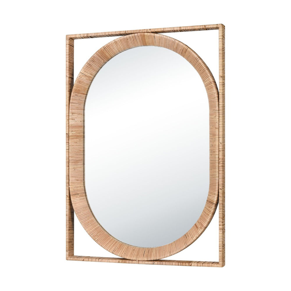 Atlas Baarlo Mirror - Elegant Oval Design with Natural Rattan Frame for Bohemian & Coastal Spaces MI11012-01