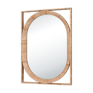 Atlas Baarlo Mirror - Elegant Oval Design with Natural Rattan Frame for Bohemian & Coastal Spaces MI11012-01