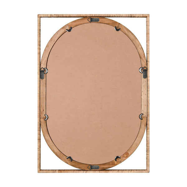 Atlas Baarlo Mirror - Elegant Oval Design with Natural Rattan Frame for Bohemian & Coastal Spaces MI11012-01