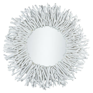 Atlas Birch Lane Wall Mirror - Stylish White Wooden Frame, Compact Design for Modern & Coastal Spaces MI11015-01