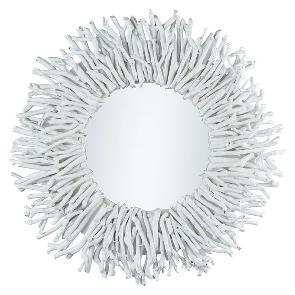 Atlas Birch Lane Wall Mirror - Stylish White Wooden Frame, Compact Design for Modern & Coastal Spaces MI11015-01