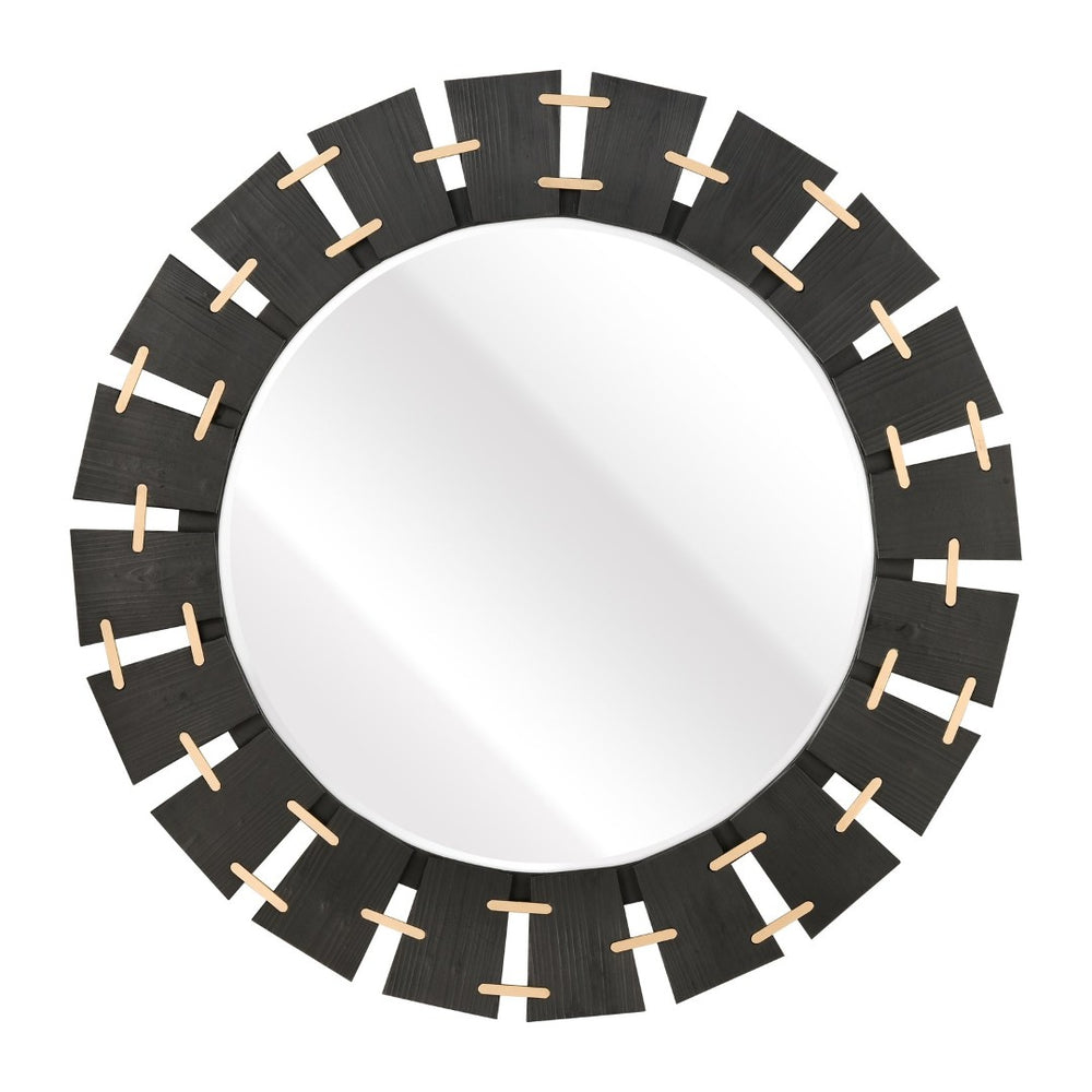 Atlas Blade Mirror - Oversized Round Wall Decor with Ebonized Wood Blades and Brass Accents for Stylish Interiors MI11016-01