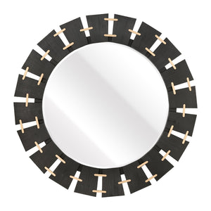 Atlas Blade Mirror - Oversized Round Wall Decor with Ebonized Wood Blades and Brass Accents for Stylish Interiors MI11016-01
