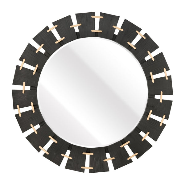 Atlas Blade Mirror - Oversized Round Wall Decor with Ebonized Wood Blades and Brass Accents for Stylish Interiors MI11016-01