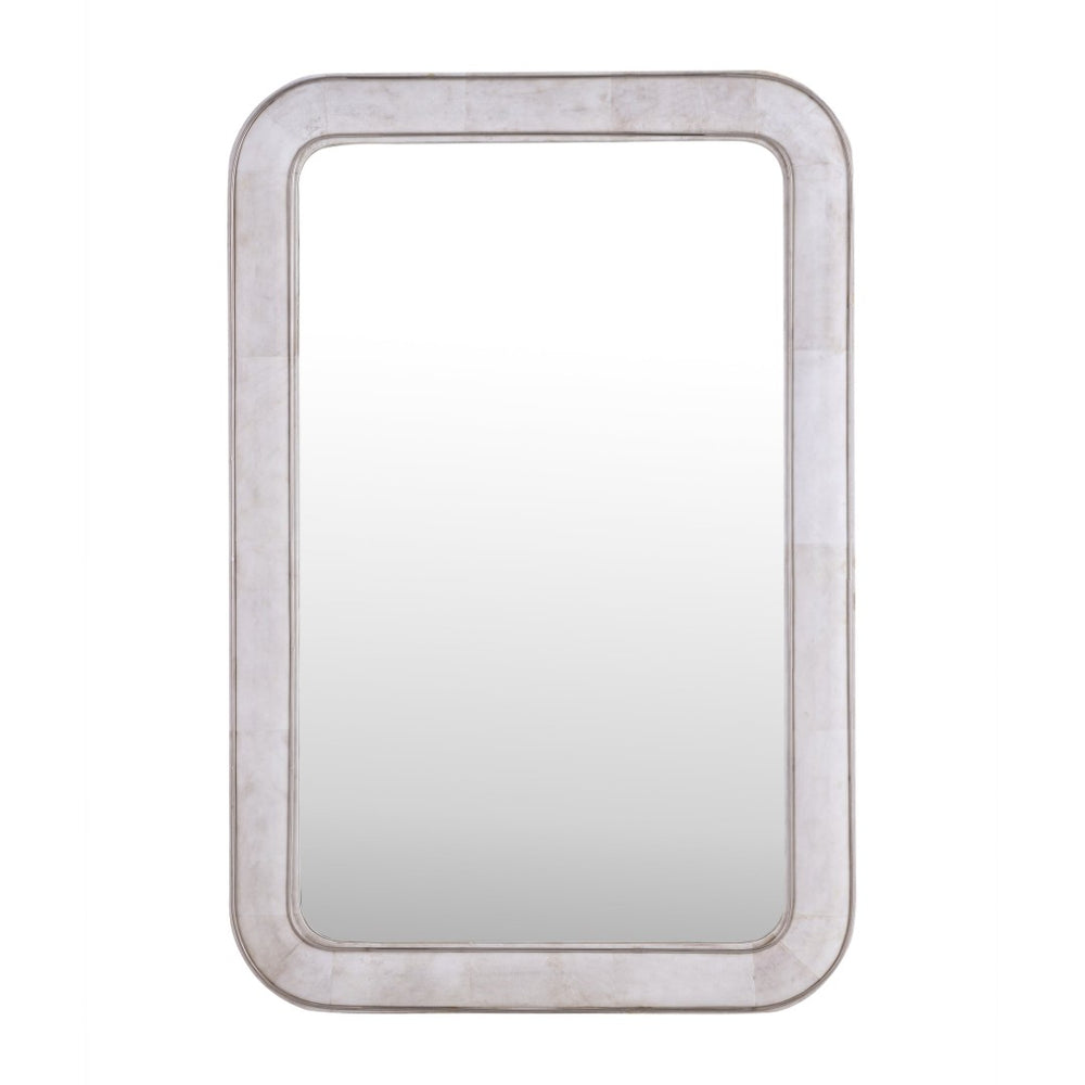 Atlas Burton Wall Mirror - Large Rectangular Design with Parchment Frame and Subtle Nickel Accents MI11020-01