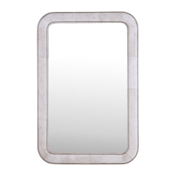Atlas Burton Wall Mirror - Large Rectangular Design with Parchment Frame and Subtle Nickel Accents MI11020-01
