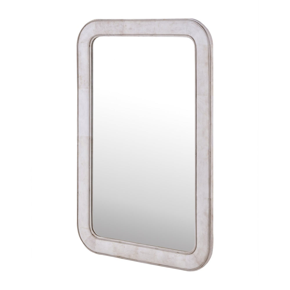 Atlas Burton Wall Mirror - Large Rectangular Design with Parchment Frame and Subtle Nickel Accents MI11020-01