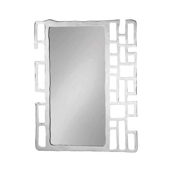 Atlas Camryn Mirror - Bold Modern Wall Decor with Asymmetrical Geometric Frame in Reflective Silver Finish MI11023-01