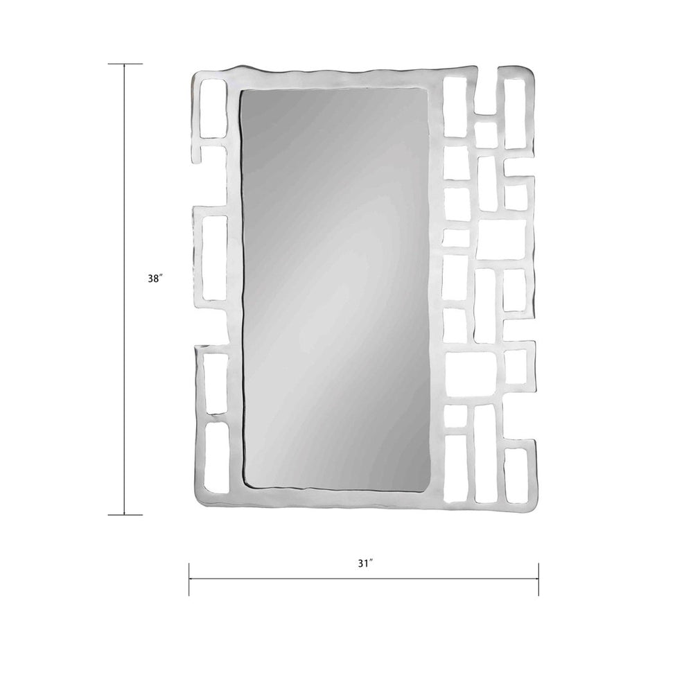 Atlas Camryn Mirror - Bold Modern Wall Decor with Asymmetrical Geometric Frame in Reflective Silver Finish MI11023-01
