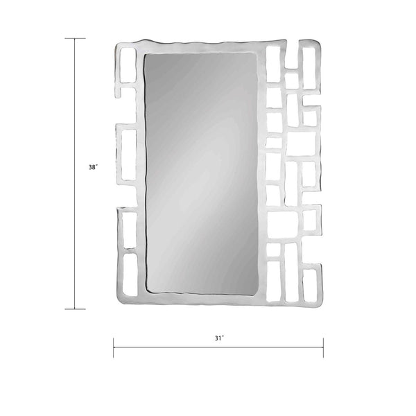 Atlas Camryn Mirror - Bold Modern Wall Decor with Asymmetrical Geometric Frame in Reflective Silver Finish MI11023-01