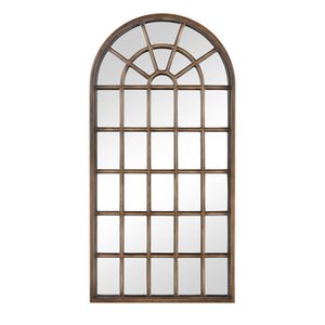Atlas Cathedral Floor Mirror - Elegant Arched Windowpane Design in Antique Gold Finish for Any Room MI11026-01