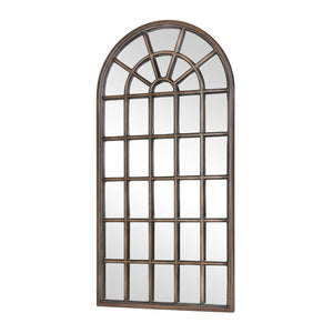 Atlas Cathedral Floor Mirror - Elegant Arched Windowpane Design in Antique Gold Finish for Any Room MI11026-01