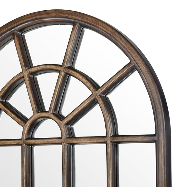 Atlas Cathedral Floor Mirror - Elegant Arched Windowpane Design in Antique Gold Finish for Any Room MI11026-01
