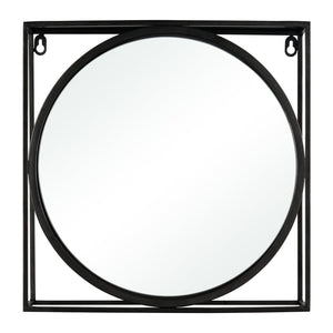 Atlas Colne Accent Wall Mirror - Modern Matte Black Circular Design for Entryway & Living Room Decor MI11029-01