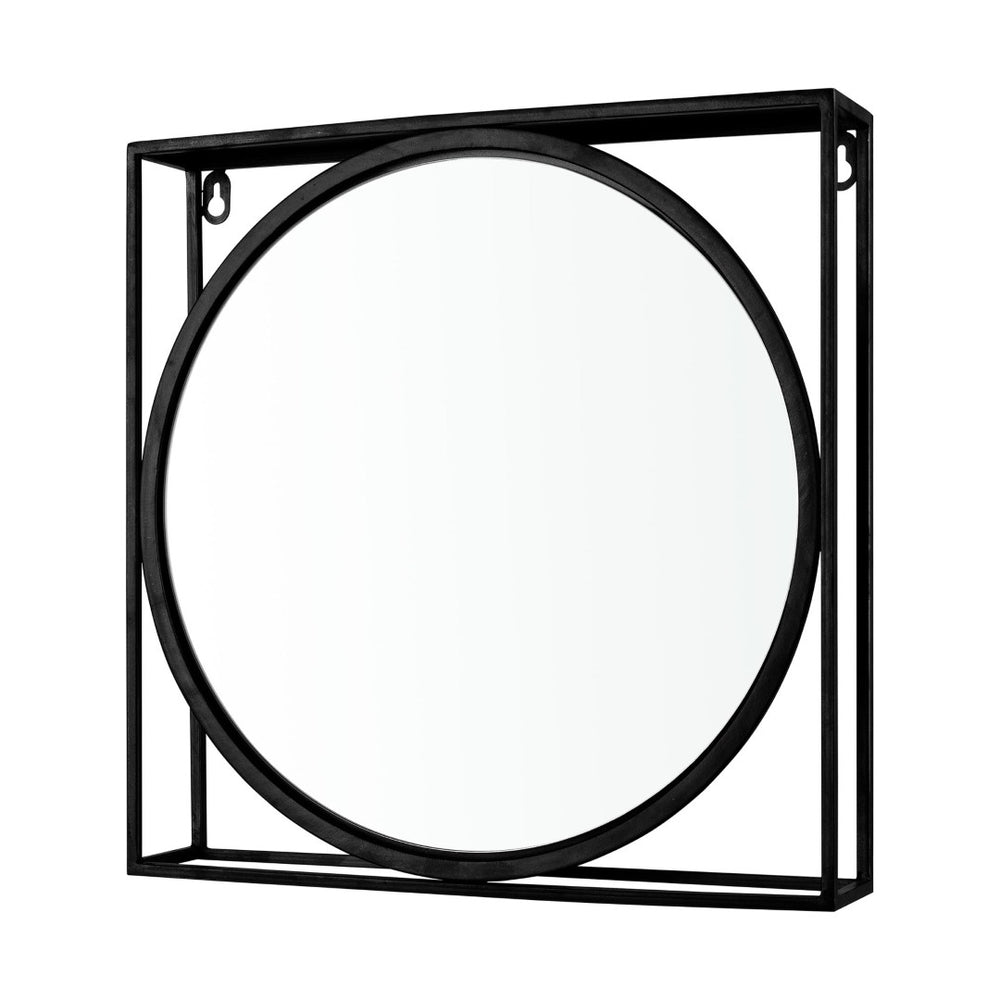 Atlas Colne Accent Wall Mirror - Modern Matte Black Circular Design for Entryway & Living Room Decor MI11029-01