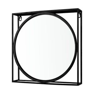 Atlas Colne Accent Wall Mirror - Modern Matte Black Circular Design for Entryway & Living Room Decor MI11029-01