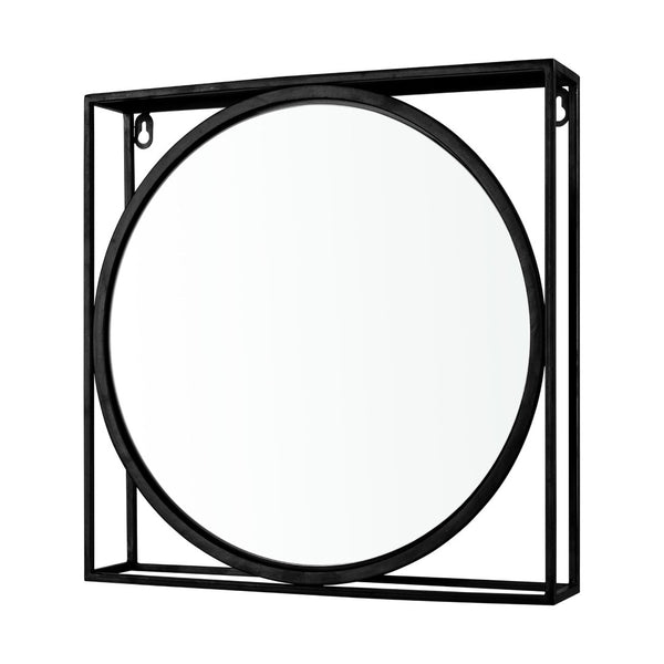 Atlas Colne Accent Wall Mirror - Modern Matte Black Circular Design for Entryway & Living Room Decor MI11029-01