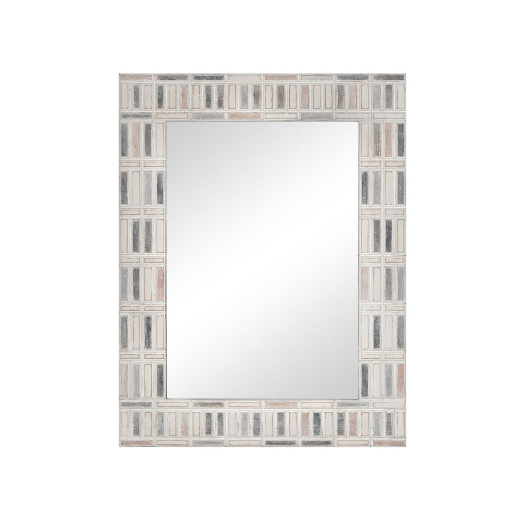 Derse Wall Mirror - Elegant Ivory Framed Mosaic Design For Modern & Co