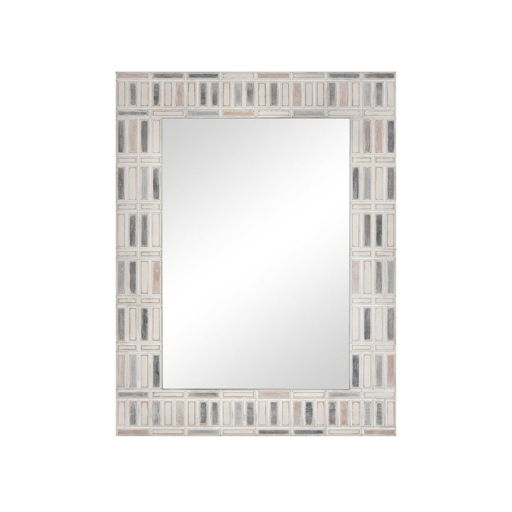 Atlas Derse Wall Mirror - Elegant Ivory Framed Mosaic Design for Modern & Coastal Home Décor Style MI11032-01