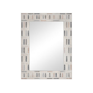 Atlas Derse Wall Mirror - Elegant Ivory Framed Mosaic Design for Modern & Coastal Home Décor Style MI11032-01
