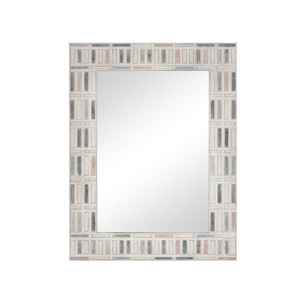 Atlas Derse Wall Mirror - Elegant Ivory Framed Mosaic Design for Modern & Coastal Home Décor Style MI11032-01