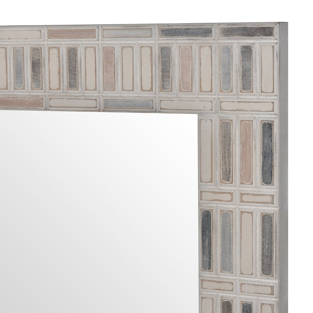 Derse Wall Mirror - Elegant Ivory Framed Mosaic Design For Modern & Co